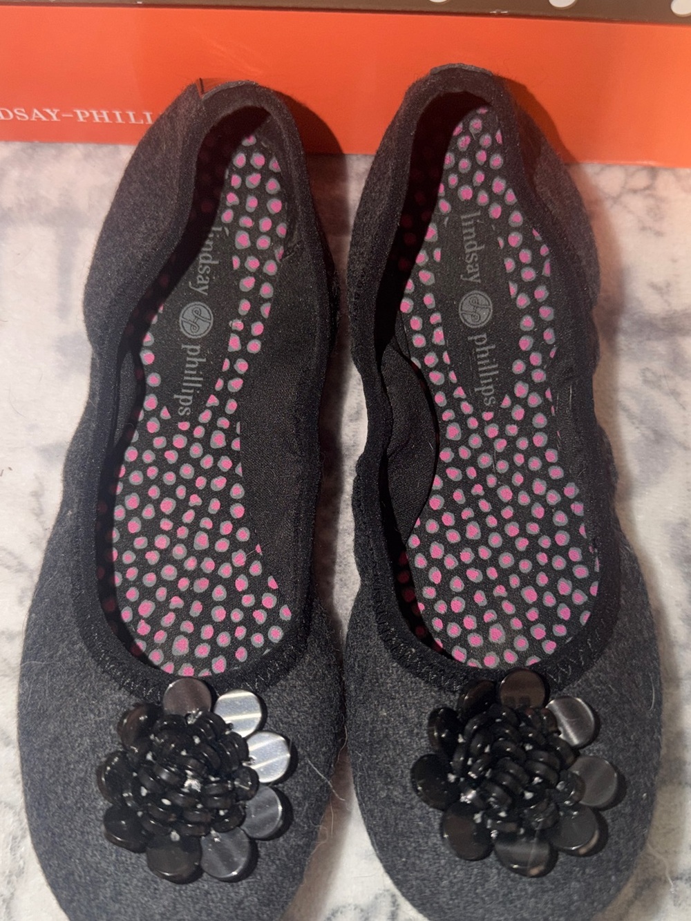 lindsay phillips Gray Felt Ballet Flats with Extra Accents